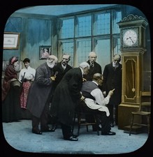 Magic Lantern Slide HERE SHE GOES ... NO7 C1890 PHOTO VICTORIAN STORY ACTORS