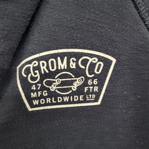 Grom & Co Fleece Lined Hoodie Boys Size Large Black Warm Skater Dirt Bike - Picture 5 of 9