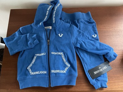 TRUE RELIGION Two-Piece Logo Zip Hoodie & Joggers Set Blue Unisex 18M NWT