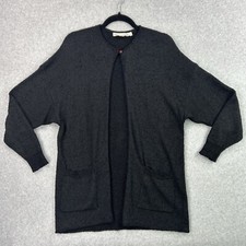 Vintage 80s 90s French Rags Cardigan Sweater Sz M/L Black Textured Rayon Heavy