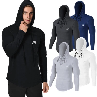 MEETYOO 2 Stück Sportshirt Herren Kapuzenpulli Pullover Laufshirt Langarm Sweatshirt
