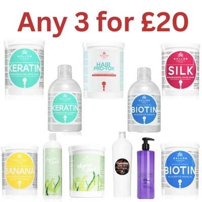 Kallos Keratin Pro-Tox Banane Biotin Shampoo und Haarmaske ALLE 3 für 20£!