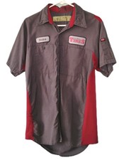 Red Kap Work Shirt Medium Mechanic Uniform Red Gray Short Sleeve