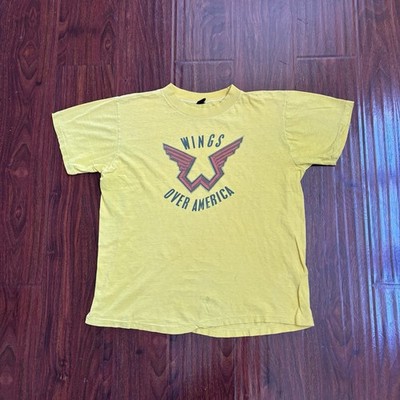 Vintage 70s 1976 Paul McCartney Wings Over America T-Shirt Size L Band Tour