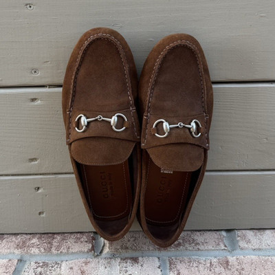 Gucci Horsebit Brown Suede Slip-On Loafer Dress Shoes Men s US 10 Italy