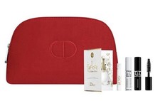 Dior Cosmetics 4 pc Travel Size Set with Red Velvet Bag NIB