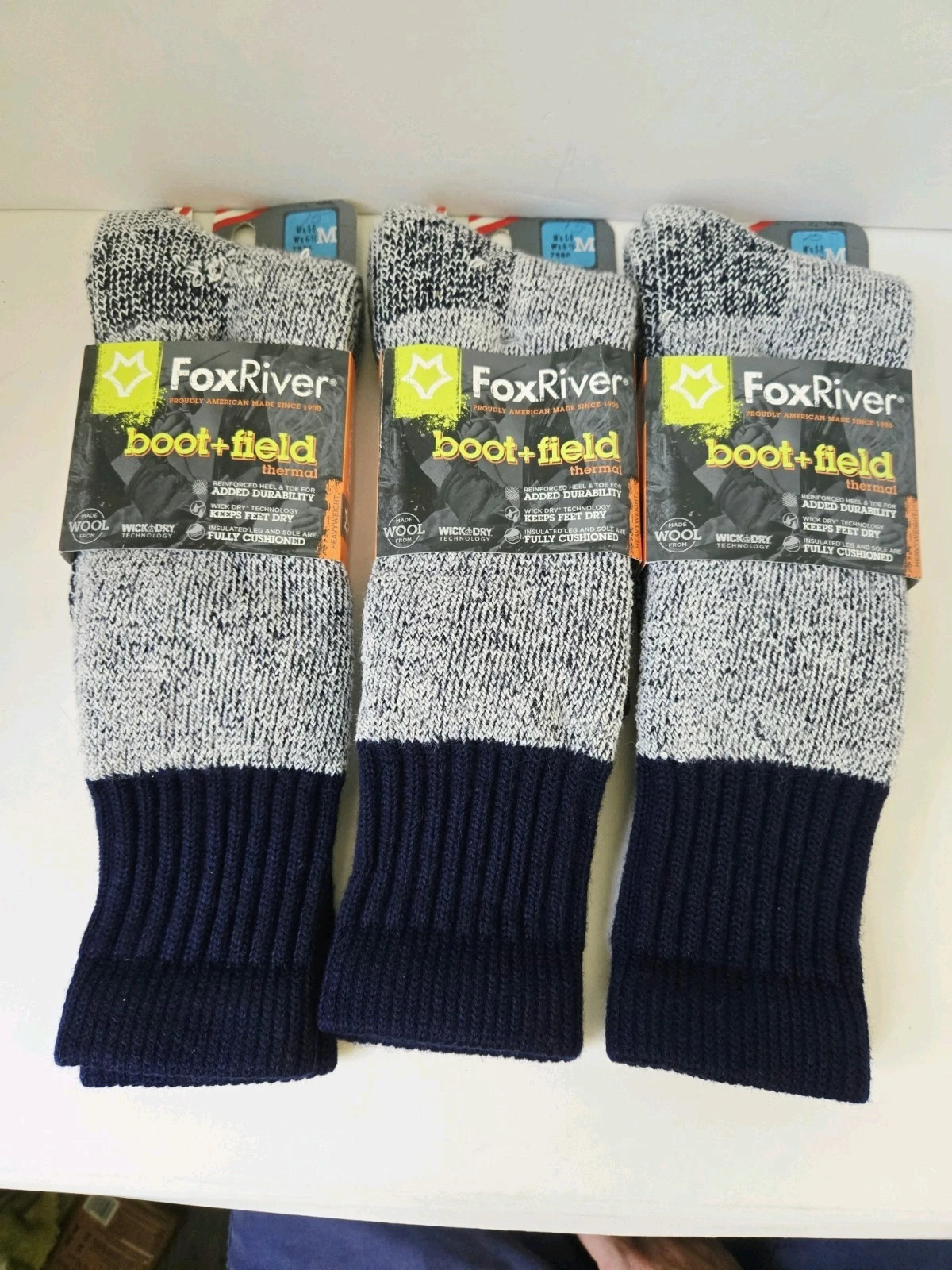Fox River boot + field socks lot 3 pairs size M unisex M 5-9 Wm 6-10 thermal
