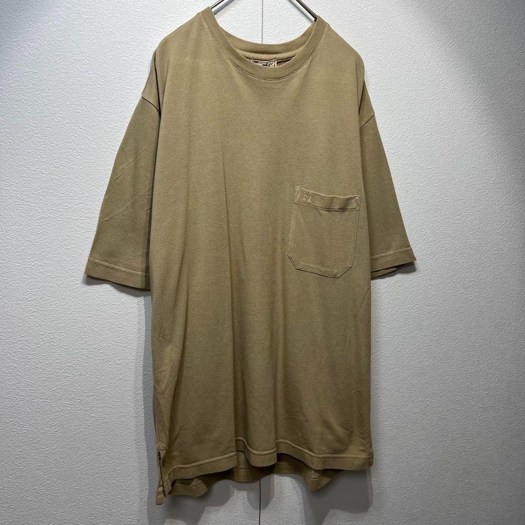 Vintage hermes H logo embroidered design short sleeve pocket T