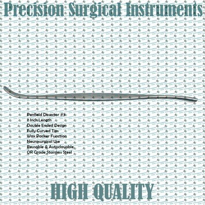 Penfield Dissector #3 7'' Double Ended Fully Curved Wax Packer Neurosurgical Inst