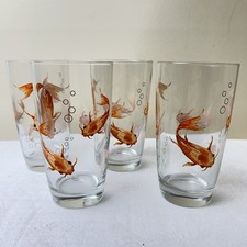 Vintage Drinking Glasses Goldfish Koi 5.25 Ta...