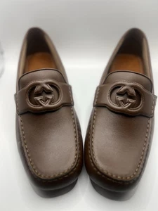 CHAUSSURES DE CONDUCTEUR GUCCI MOCASSIN CUIR SOUPLE À VERROUILLAGE G HOMMES US 12,5 UK 12