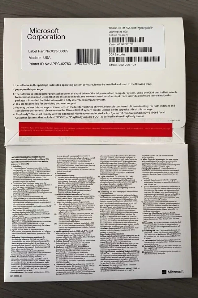 Microsoft Windows Server 2025 Standard 64Bit 16 Core (50 CALs) DVD +Key Sealed - Image 2 of 2