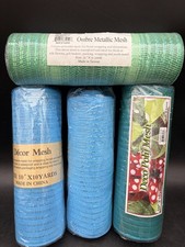 4 Rolls Deco Poly Mesh Foil Iridescent Metallic Mix 10" X 10 Yds New Blue Ombr 