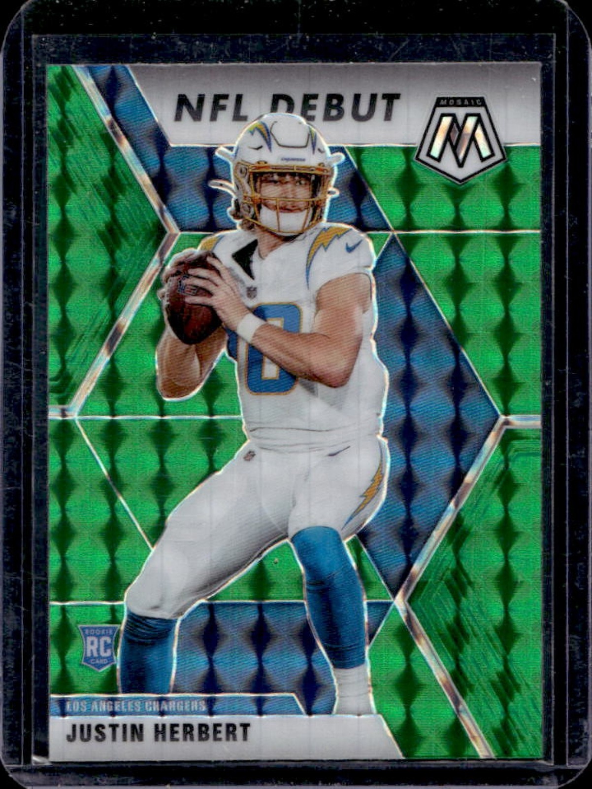 2020 Mosaic Justin Herbert RC Prizm Green Rookie #263 Chargers