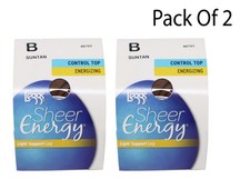 2 X L'eggs Sheer Energy Light Support Leg Control Top Pantyhose Suntan B