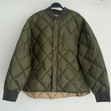 Todd Snyder Jacket Mens XL Italian Quilted Down Bomber Olive Green Snap Button