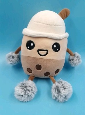 Bubble Tea Milk Tea Boba Boy Plüsch Stofftier Bommel Hut Winter Edition 22 cm