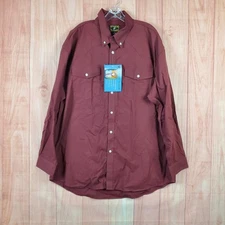 Wyoming Traders Western Shirt Mens 2XL Maroon Cotton Long Sleeve Button-Down