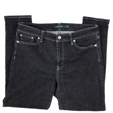 Lauren Ralph Lauren Black Denim Jeans Womens 10 Premier Skinny Ankle Stretch