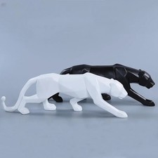 Panther Statue Leopard Figurine Resin Abstract Geometric Home Office Decor