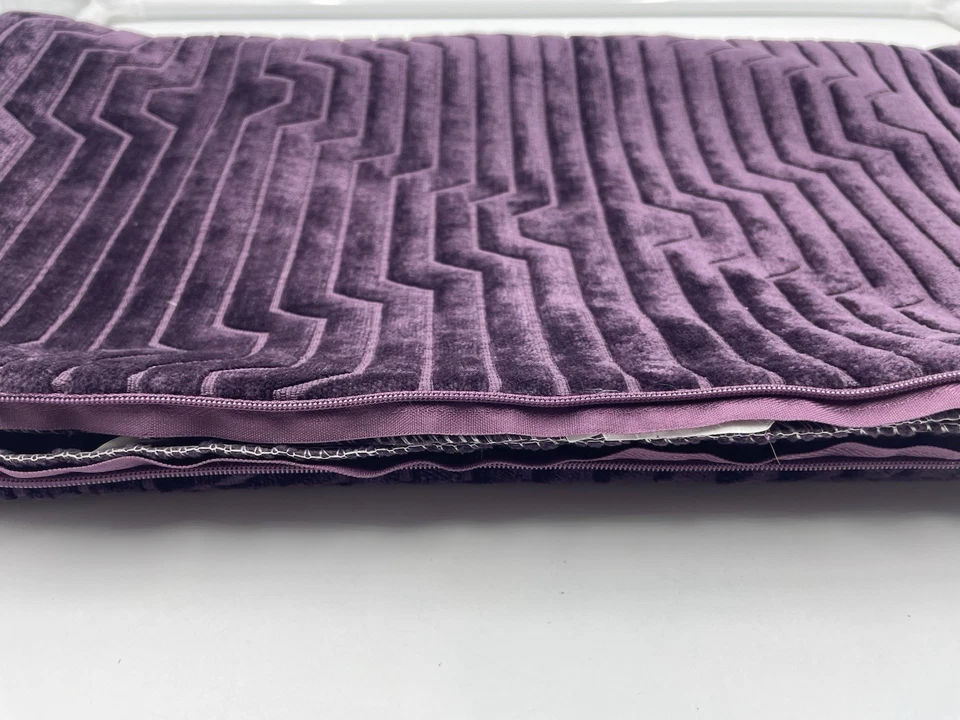 Z Gallerie Porter Geometric Pattern Pillow Purple Eggplant Color  Velvet 23"x23" - Image 4 of 4