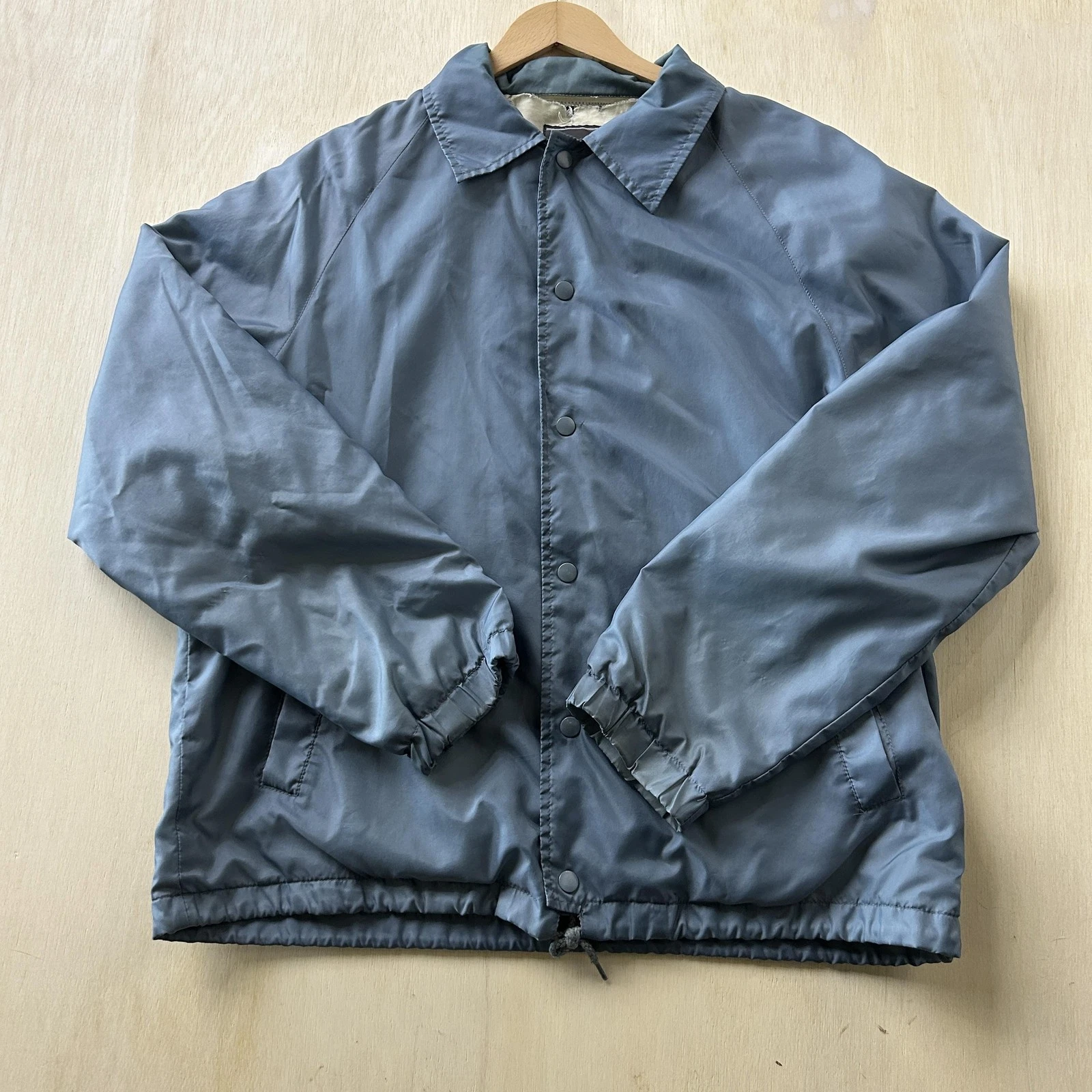 Vintage David Taylor Jacket Mens Medium Blue Snap Windbreaker Lined Lightweight