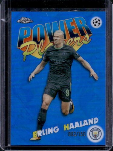 2025-26 Topps Chrome UEFA Erling Haaland Power Players Blue Refractor #/150