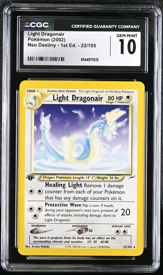 Pokemon Neo Destiny 1st Edition Light Dragonair 22/105 Rare CGC 10 GEM MINT