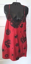 Victoria  s Secret Vintage 90's Slip Dress Chemise Medium Red Floral Negligee