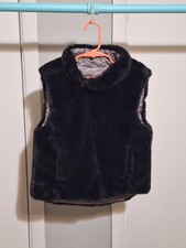 Justice Reversible Puffer Faux Fur ZipUp Vest Girls Sz 10 Heathered Grey  Black