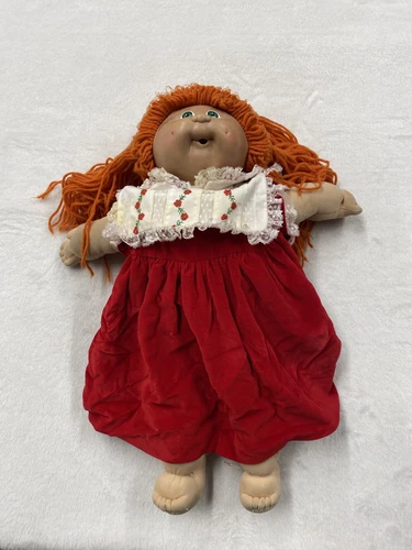 VINTAGE 1983/84 Coleco Cabbage Patch Kids Doll Red Hair Green Eyes Velvet Dress