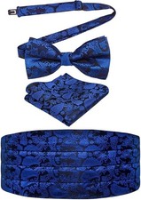 Multicolored Silk Solid Cummerbund for Mens Gift Bow Tie Set