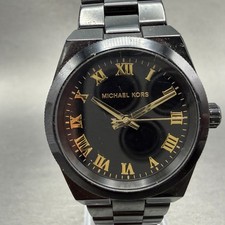 Michael Kors Watch Women 33mm Black Dial Black Tone Round MK-6100 New Battery