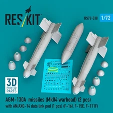 1/72 Reskit RS72-0538 AGM-130A missiles (Mk84 warhead) (2 pcs) with AN/AXQ-14 da