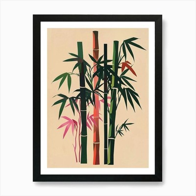 Bamboo Tree Colourful Illustration  Framed Wall Art Poster Canvas Print Picture