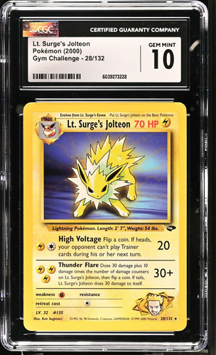 Lt. Surge's Jolteon (Unlimited) graded CGC 10 for sale on eBay