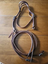 Western Headstall And Reins Small- Average Sized Horse Light Oil Unbranded