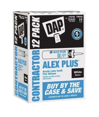 Caulk DAP Alex Plus Acrylic Latex Silicone Interior Exterior White 12-Pack