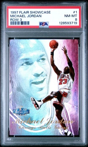 1997 FLAIR SHOWCASE ROW 3 #1 MICHAEL JORDAN PSA 8