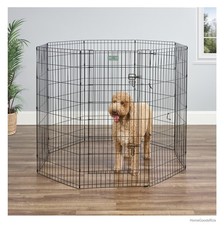 Dog Exercise Pen 48 Inch 16 Sq Ft Folding Metal Wire Playpen Large Door Latch