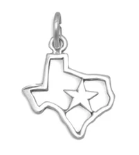 Texas State Map Lone Star 925 Sterling Silver Charm Pendant Necklace-#C23