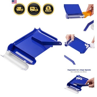 Right Hand Pill Counting Tray with Spatula Blue - L Shape
