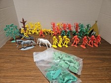 Vintage Tim Mee Toys Cowboys Indians Horses plastic figures Western playset