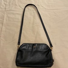 Borsa a tracolla vintage Aigner in pelle nera regolabile accento oro