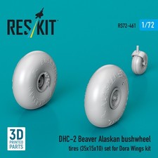 172 Reskit Rs72-0461 Dhc-2 Beaver Alaskan Bushwheel Tires 35x15x10 Set For Do