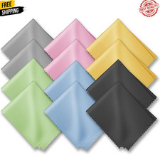 12 Pack Microfiber Cleaning Cloths for Glasses Lenses Screens Reusable Wipes