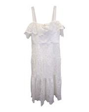 Marchesa Notte Off-The-Shoulder Embroidered Lace Cocktail Dress In Poly Size 8