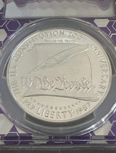 1987 S $1 Constitution Silver Commemorative Dollar PCGS PR69DCAM Purple Core - Picture 6 of 6