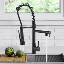 Matte Black Kitchen Faucet Pull Down Sprayer Swivel Single Handle Sink Mixer Tap