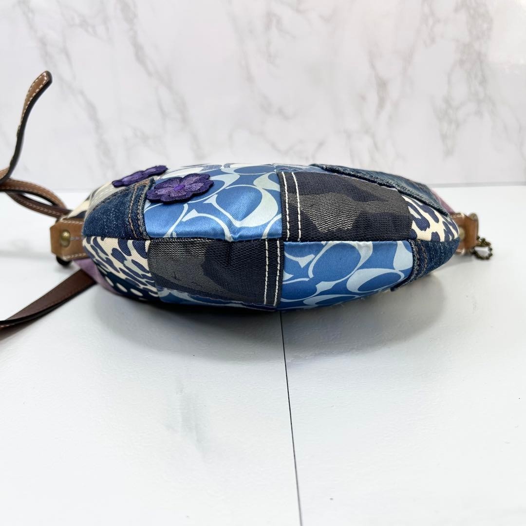 Coach Mini Shoulder Bag Denim Patchwork Cotton Le… - image 4